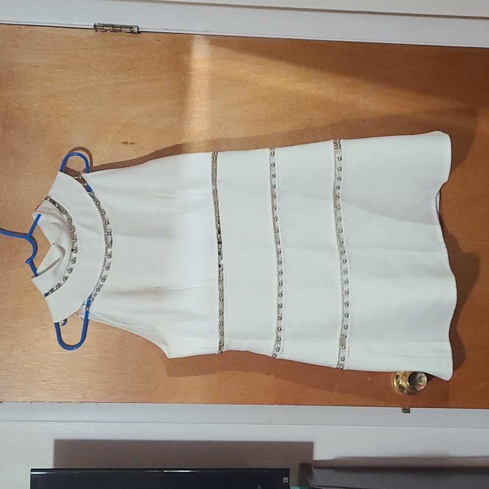 White dress with silver beads